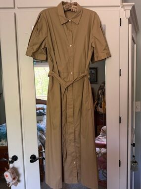 J MCLAUGHLIN XL Tan Shirt Dress with Self Tie Belt new w/o tags